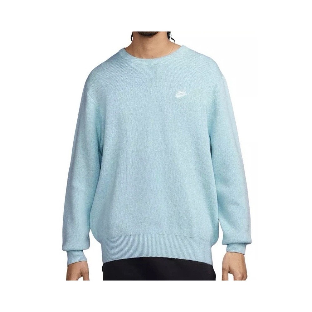 Nike Life Knit Sweater Mens XXL Light Blue Ice Textured Crewneck DQ5176-412 - Picture 10 of 10